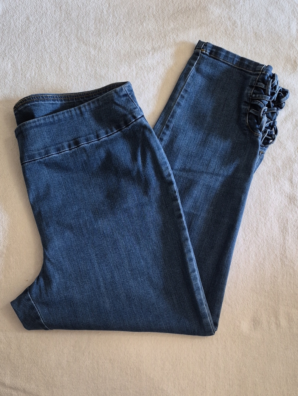 Ruby Rd. Dark Blue Pull-On Jeggings with Side Lace-Up Accent Size 16
